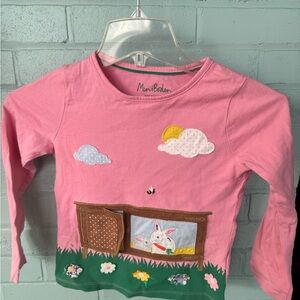 Mini Boden Pink Long Sleeve Shirt with Bunny Design